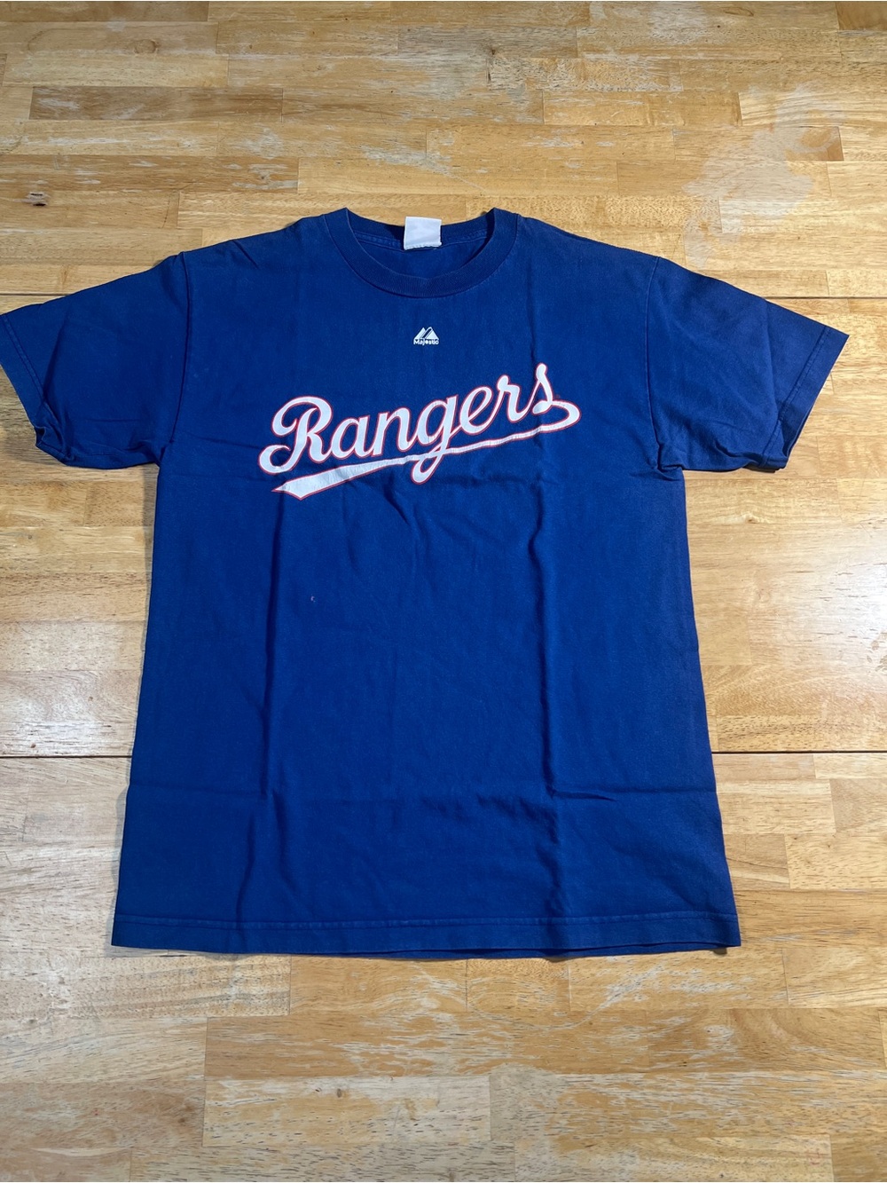 Vintage Majestic Texas Rangers Nolan Ryan 34 T-Shirt Blue MLB Tee size M/L